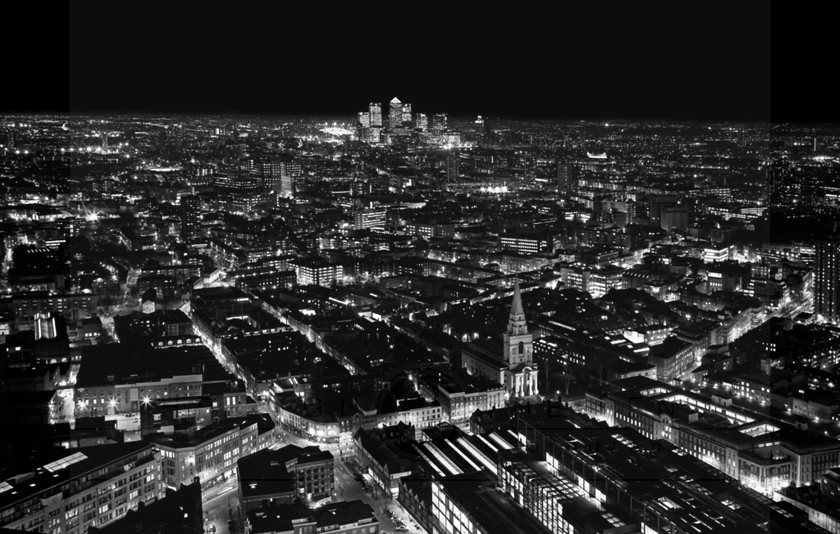 The City of London at night - Looking East from Broadgate Tower2 mono