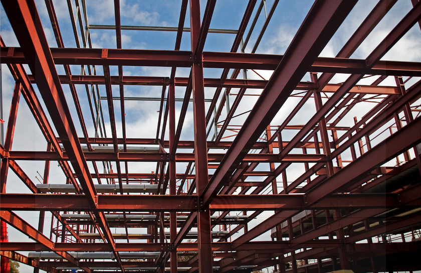 Steel Frame 
 Keywords: steel, construction, abstract, complex, perspective, convergence,girders