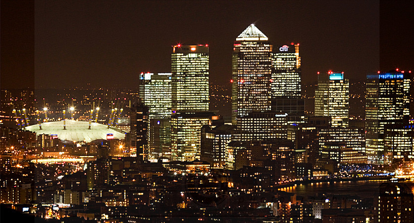 The Ciry of London at night - Docklands & Dome